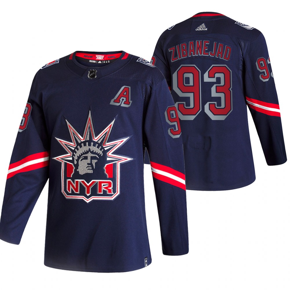 2021 Adidias New York Rangers #93 Mika Zibanejad Navy Men Reverse Retro Alternate NHL Jersey